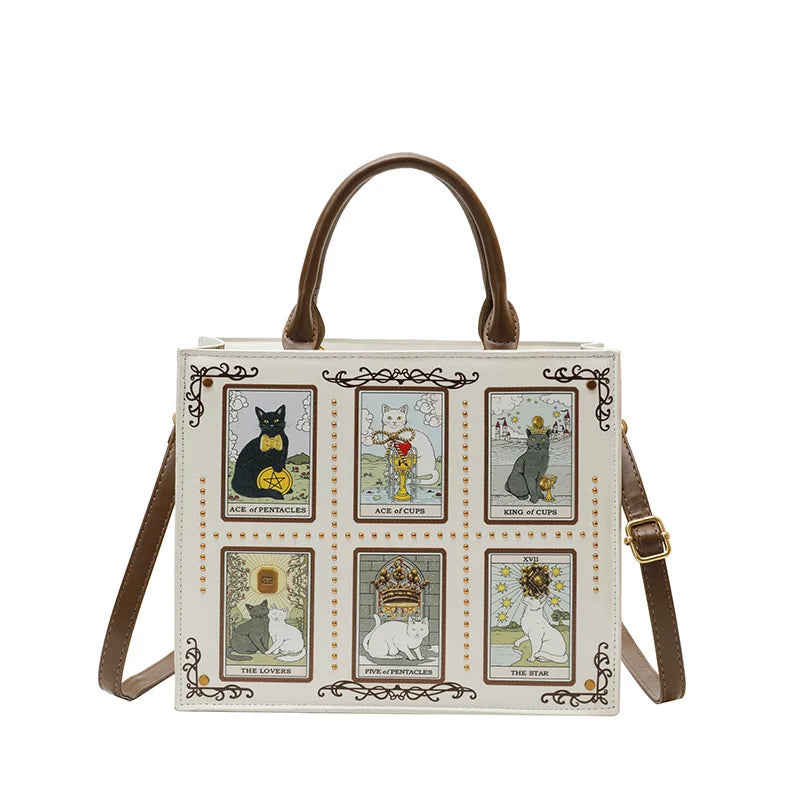 Cat Elf Print Tote Bag For Women Stylish Versatile Top-handle Handbag With Detachable Shoulder Strap Daily Datingcrossbody Bag