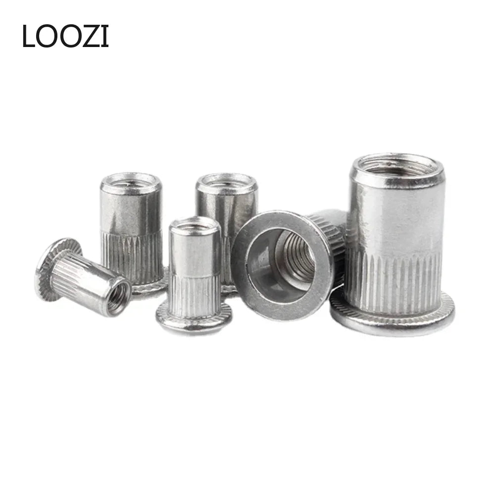 M3 M4 M5 M6 M8 M10 304 Stainless Steel Rivnut Flat Head Threaded Nut Vertical Stripe Rivets Insert Nutsert Cap Rivet Nuts