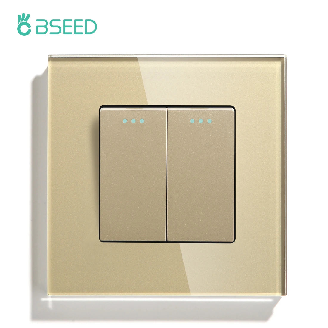 Bseed EU Standard Mechanical Reset Switch 1/2/3Gang 1Way Push Button Switches With Crystal Glass Panel White Black 250V