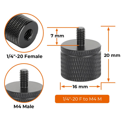 HDRig Universal 1/4"-20 Female to 1/4" 3/8" M4 M5 M6 M8 M10 M12 Male Threaded Screws Mount Adapters Tripod Camera