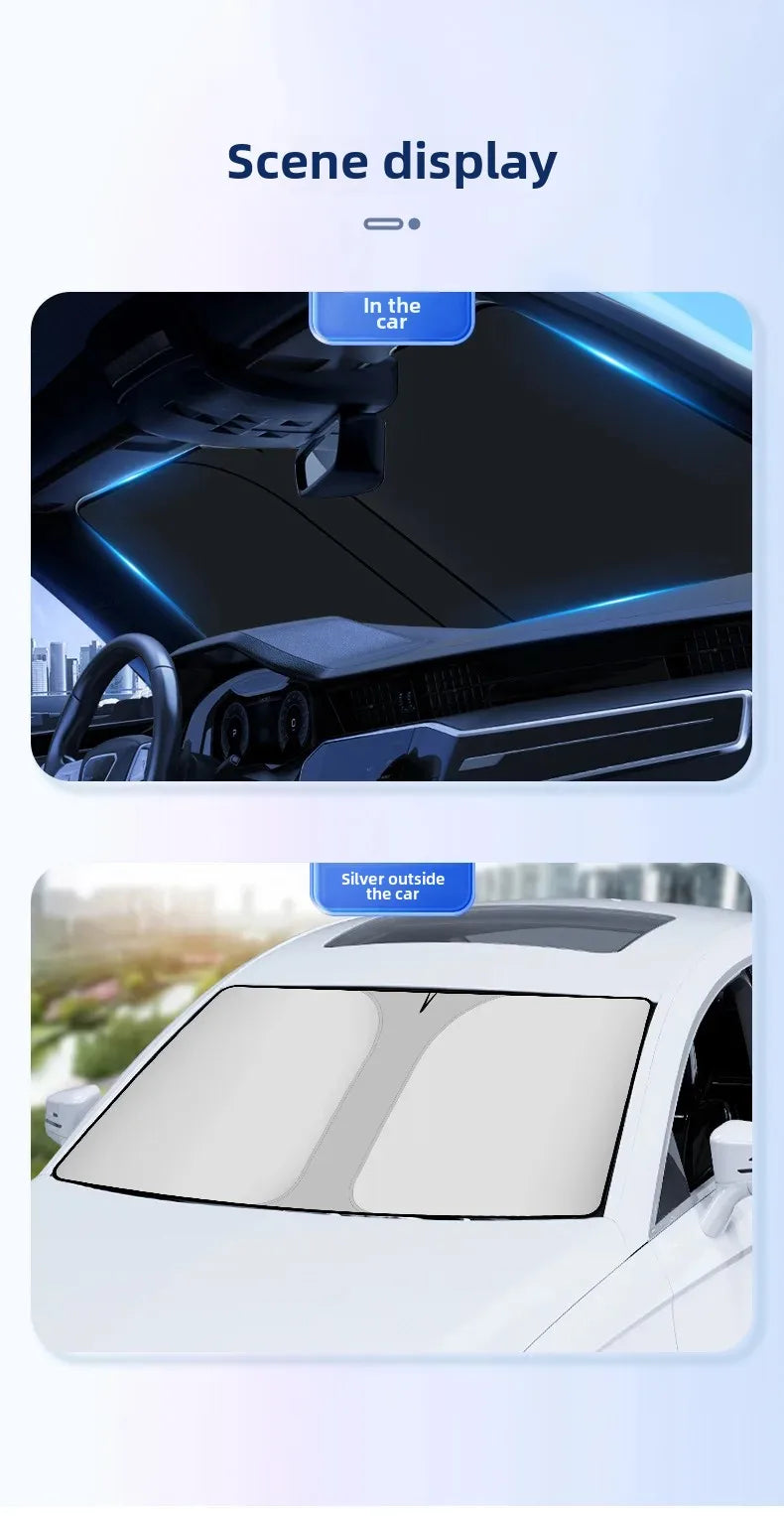 Car Window Sunshade Cover, Sun Shade, Windshield Visor Protector Windscreen Folding, Auto UV Protection Curtain Styling Accessories