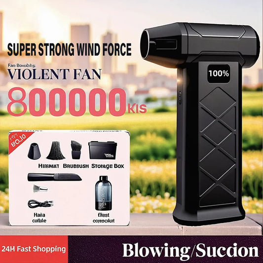 2026 New Turbo Jet Blower 800,000 RPM Brushless Motor Outdoor Powerful Air Blower Handheld Blower Rechargeable Thrust PC Tool