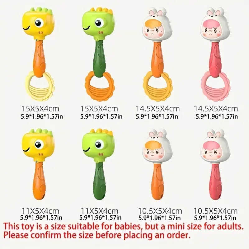 Cartoon Rattle, Newborn Sensory Grasp Toy, Chew-Safe Early Ed Handbell for Xmas & Bday Bite and Chew Toy Festival Gifts
