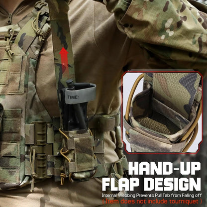 MOLLE Tourniquet Holder IFAK TQ Holder Tactical Medical Pouch Holster First Aid Kit Cross Patch/Bungee Cord with tourniquet