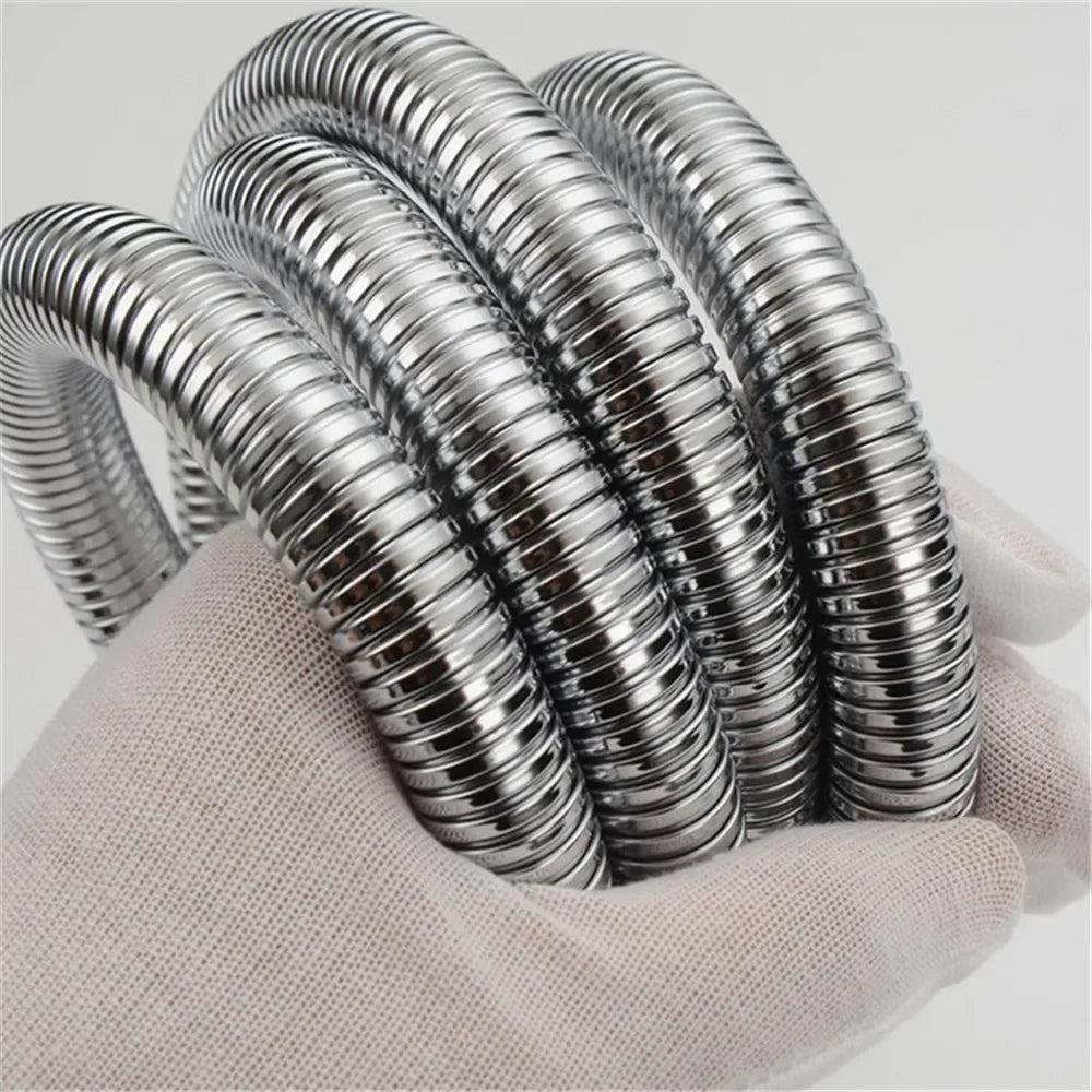 1.5/2M Black/Silver SUS 304 Flexible Shower Hose Long Bathroom Shower Pipe Extension Water Pipe Pull Pipe Bathroom Accessories