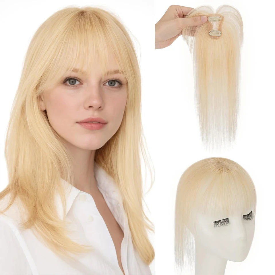 Clips in Bangs Real Human Hair 3D 360° Cover Air Bangs Lightweight Hairpieces for Women Seamless Blend for Instant Volume on Top