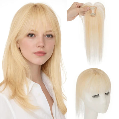 Clips in Bangs Real Human Hair 3D 360° Cover Air Bangs Lightweight Hairpieces for Women Seamless Blend for Instant Volume on Top