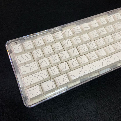Contour Lines Translucent Keycaps Side Engraving Cherry Profile Black White Key Cap 60 70 80 90 100 Layout Mechanical Keyboard