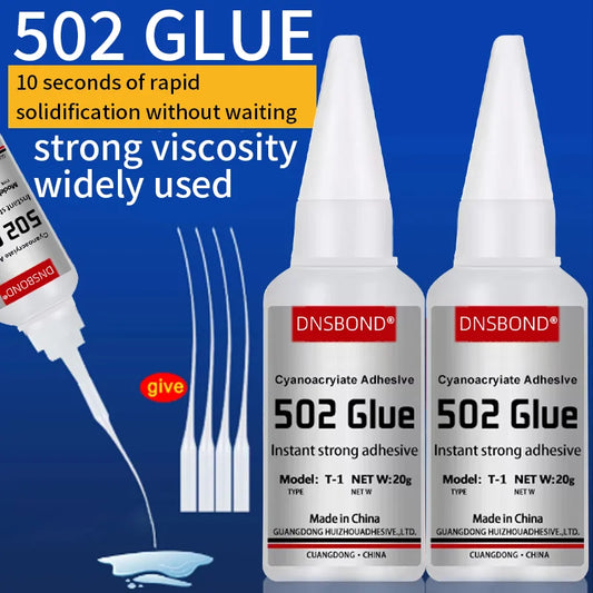 502 Super Glue Clear Strong Adhesive Fast Drying Cyanoacrylate Glue for Wood Rubber Leather Plastic Metal Jewelry DIY Crafts
