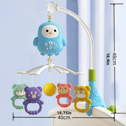 360° Musical Baby Crib Mobile Rotating Night Light Bed Bell Toy Four Speed Timing Hanging Infant Newborn Rattle Bedside Gift