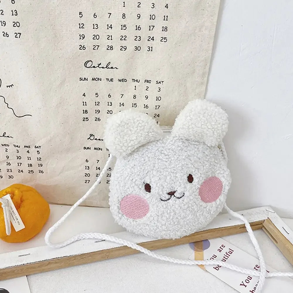 New Cartoon Bear Girls Plush Shoulder Bag Autumn Winter Cute Kids Messenger Bag