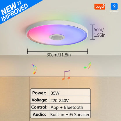 LED Smart Ceiling Lamps RGB APP Remote Control Dimming Modern Home Lighting Music Light with Speaker For Living Room Bedroom