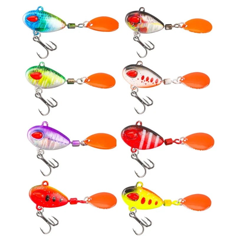 Spoon Spinner Bait Sinking Wobblers Baits Metal Jig VIB Lure Rotating Sequin Tail Lures Far Casting Fishing Baits for Sea Bass