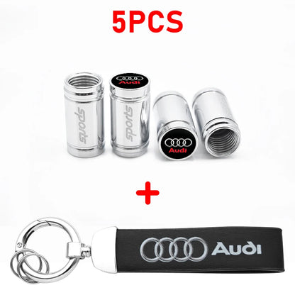 Anti-Rust Car Tire Valve Stem Caps Suede Keychain For Audi Sline A3 A1 A4 A6 B8 A5 B7 C7 A7 A8 B9 B6 C6 R Auto Wheel Accessories