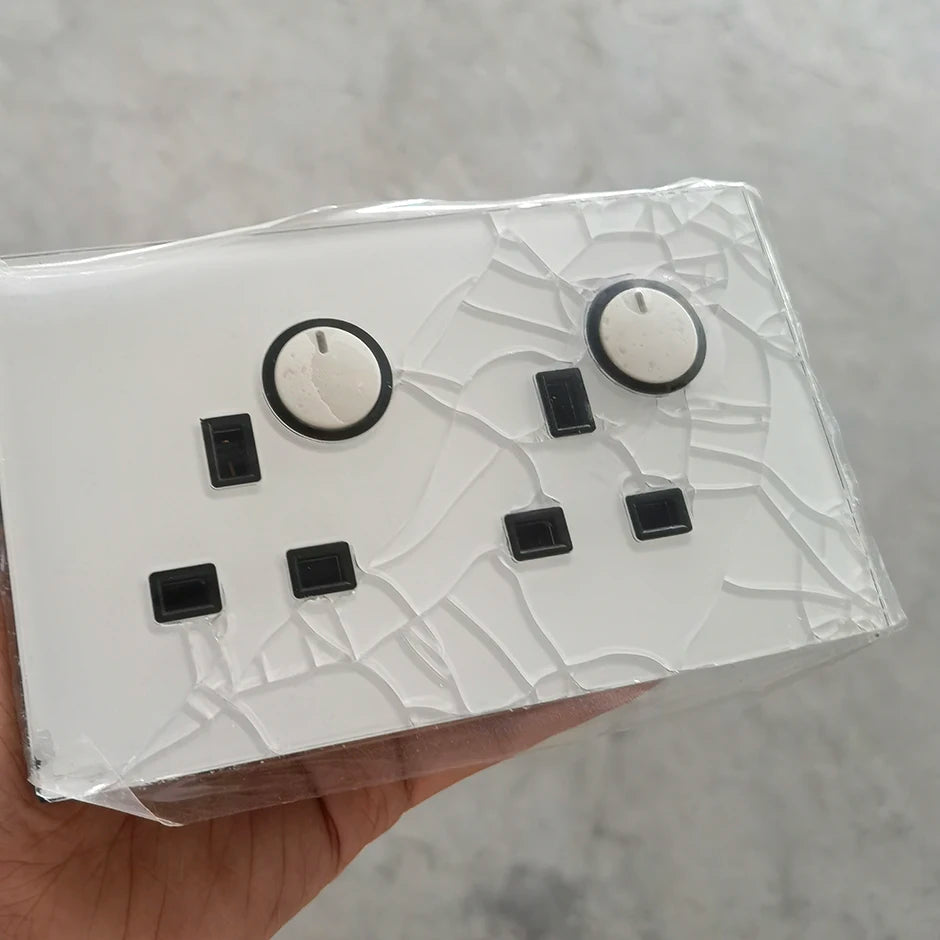 Wallpad Wall Switch 1 Way 2 Way, Circle Round Button, Blue LED Indicator, Brushed Aluminum Finishing, Black Gold SIlver Brown