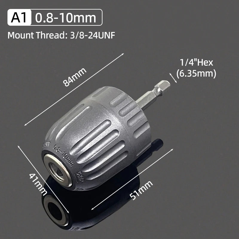 1Pc 1.5-10mm OR 0.8-10mm 1/4" Hex Shank Drill Chuck Keyless Drilling Quick Change Bit Adapter Converter Woodworking Power Tool