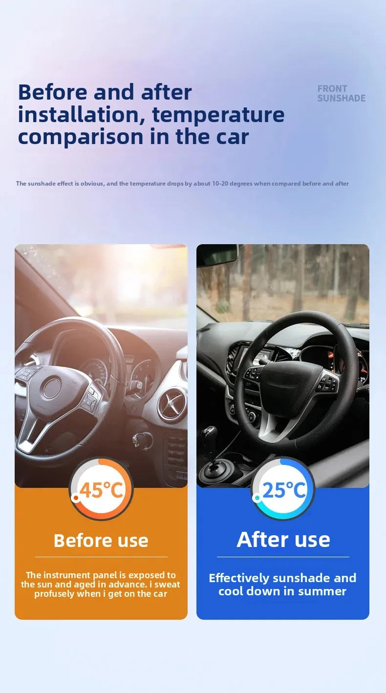 Car Window Sunshade Cover, Sun Shade, Windshield Visor Protector Windscreen Folding, Auto UV Protection Curtain Styling Accessories