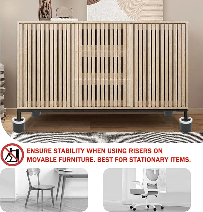 Stackable Furniture Heightening Foot Pads: Table Leg Pads, Coffee Table & Cabinet Base Risers, Bed Leg Heightening Pads
