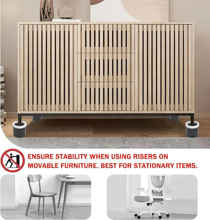 Stackable Furniture Heightening Foot Pads: Table Leg Pads, Coffee Table & Cabinet Base Risers, Bed Leg Heightening Pads