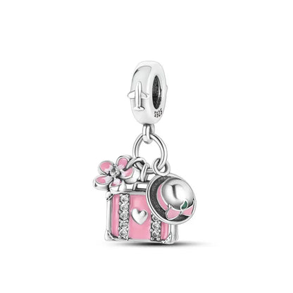 Hot Selling 925 Silver Pink Cake, Dog Paw, Luggage, Cup Bead Pendant Suitable for European Original Bracelet DIY Exquisite Jewelry