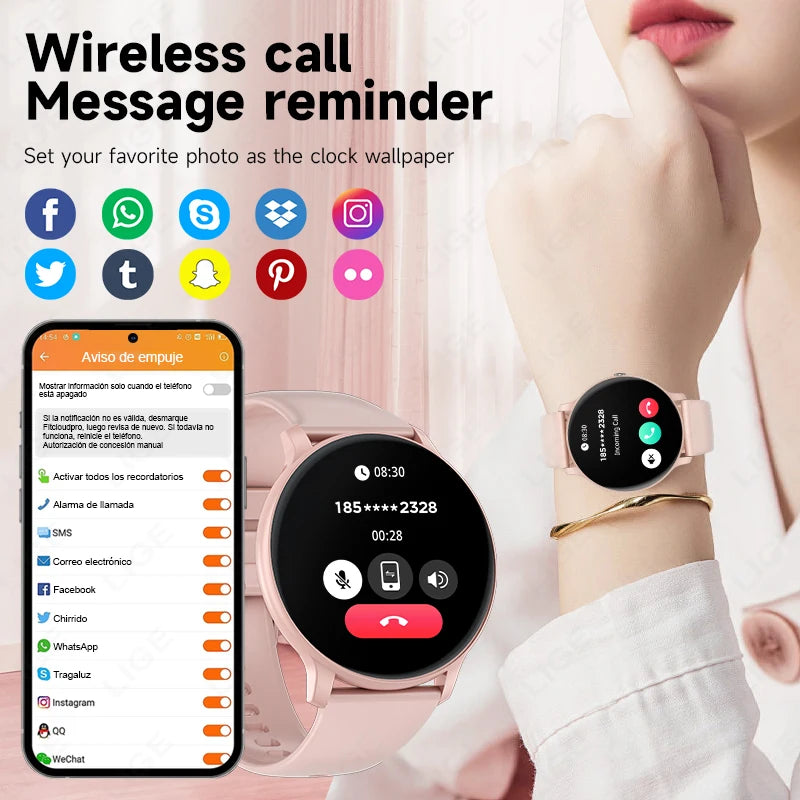 LIGE New Smart Watch Women, Bluetooth Call Sports Fitness Watches, Heart Rate Health Monitor Smartwatch Ladies For Android iOS