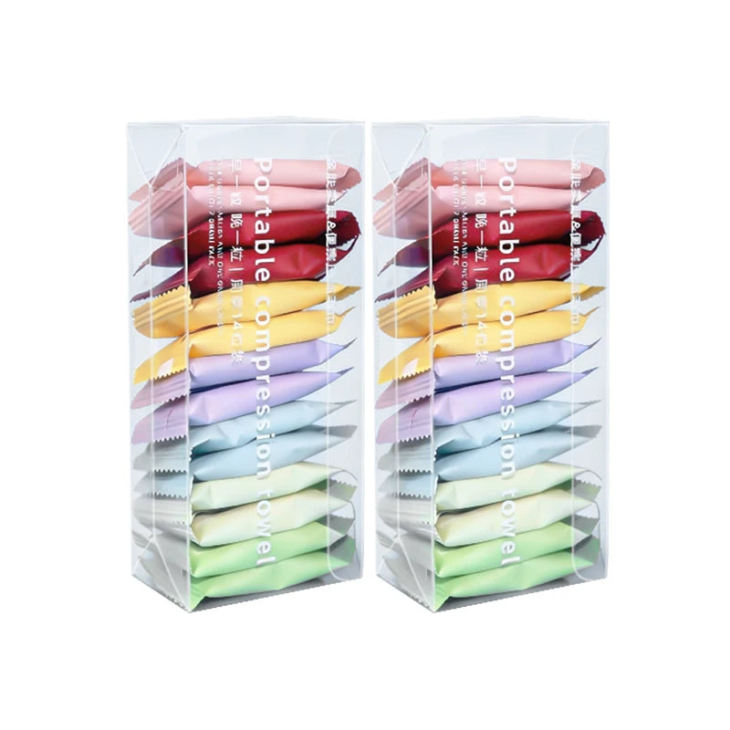 7/14 toallas desechables portátiles de viaje, toallitas cuadradas comprimidas de belleza para limpieza facial engrosadas para higiene sobre la marcha