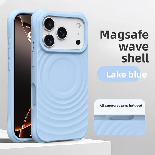 Official Phone Case For iPhone Air 17 16 15 14 Pro Max Water Ripple Silicone For Magsafe Wireless Charge Magnetic Soft Cover