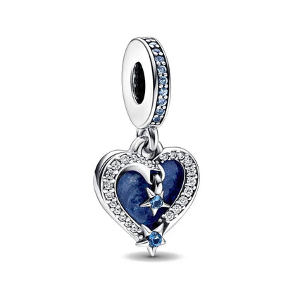 Nuevo colgante de plata 925 compatible con pulsera original, joyas para mujer, serie azul, colgante de pulpo, delfín, búho, camaleón