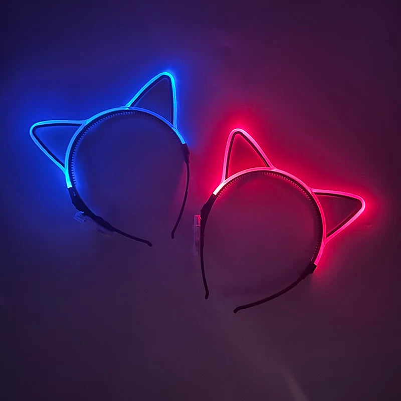 Luminous Cat Ears LED Hair Band Kawaii Accessories Cosplay Supplies Glowing Colorful Headband For Birthday Christmas