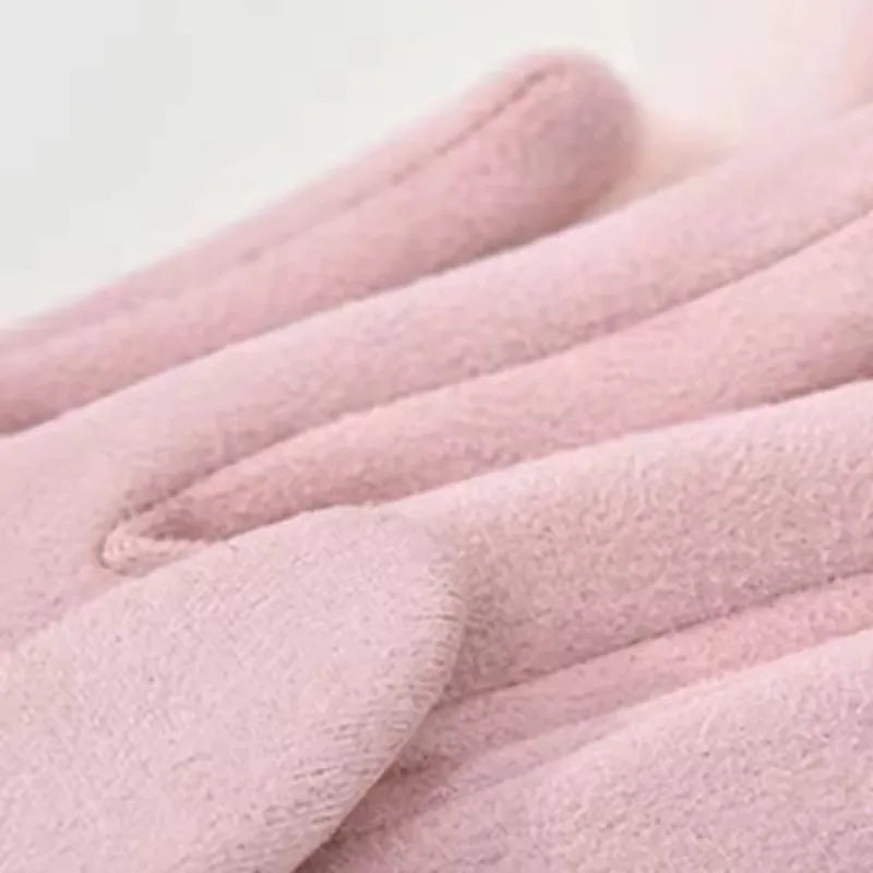 Korean Elegant Suede Gloves for Women Faux Mink Fur Warm and Skin Friendly Touch Screen Gloves Sweet and Soft Commuting Gloves