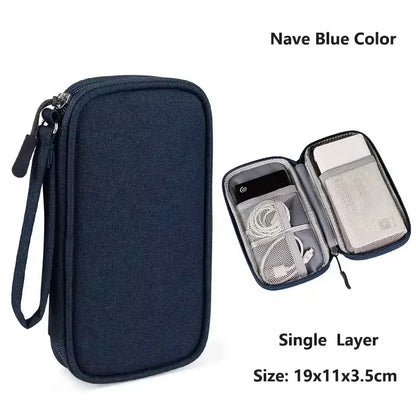 Travel Organizer Electronics Accessories Organizer Portable Waterproof Double Layers Storage Bag for Cable Hard Disk Power Bank