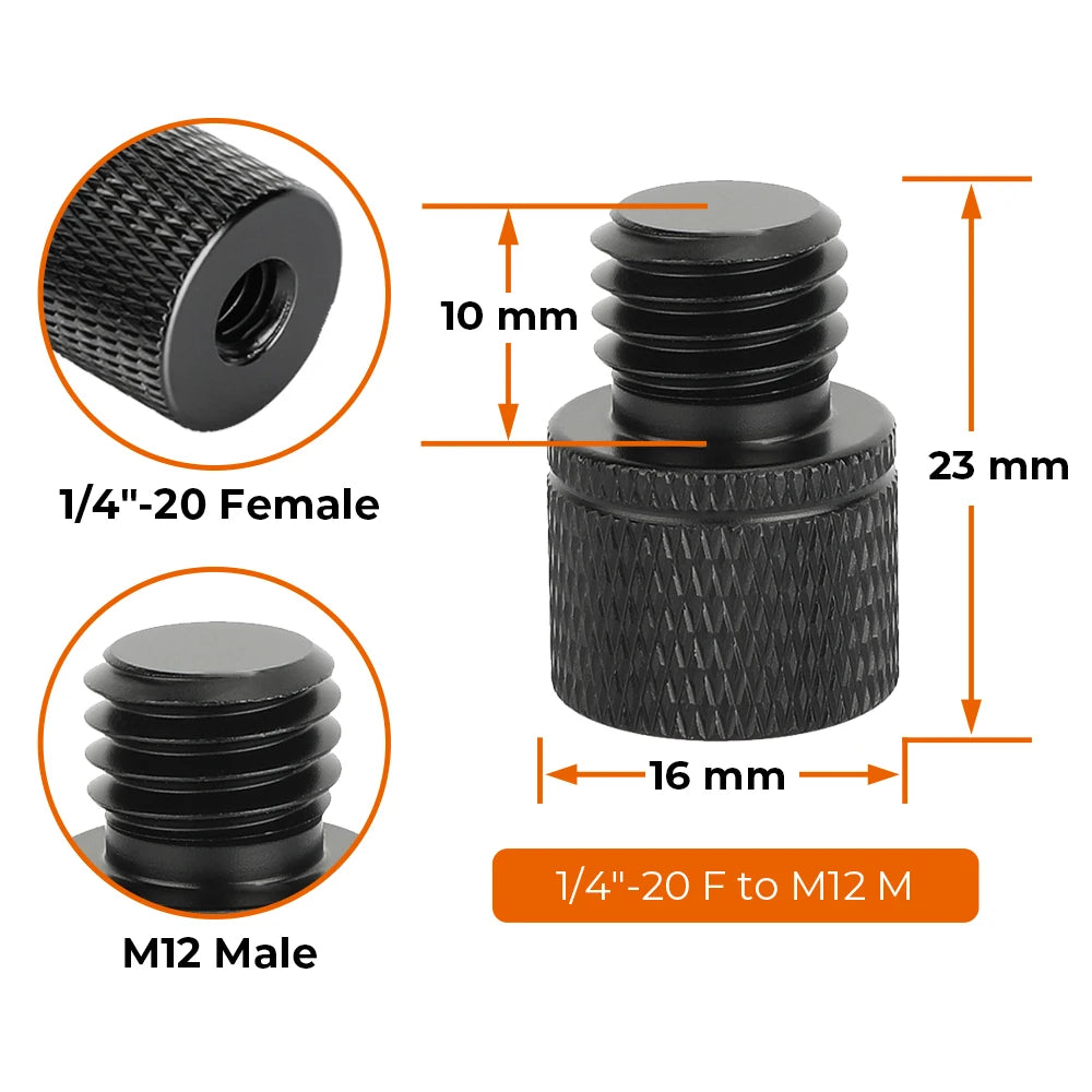 HDRig Universal 1/4"-20 Female to 1/4" 3/8" M4 M5 M6 M8 M10 M12 Male Threaded Screws Mount Adapters Tripod Camera