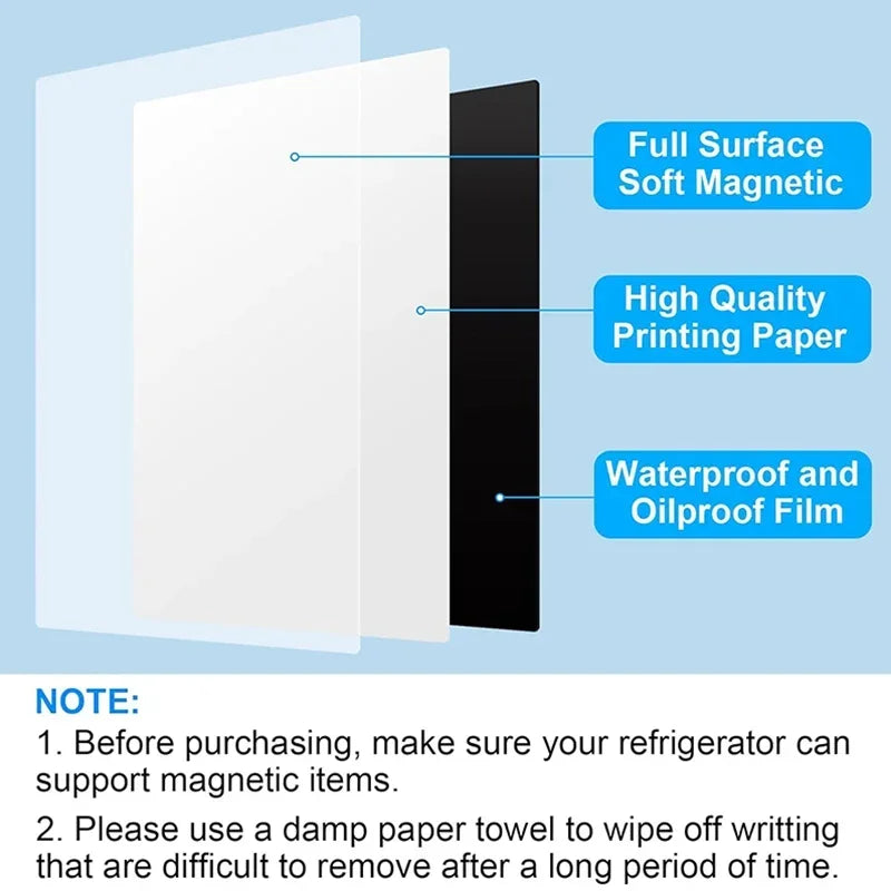 A4 Size Dry Erase Whiteboard for Fridge, Sticker Magnetic Whiteboard, Portable 11.8"x8.2" Planner for Refrigerator