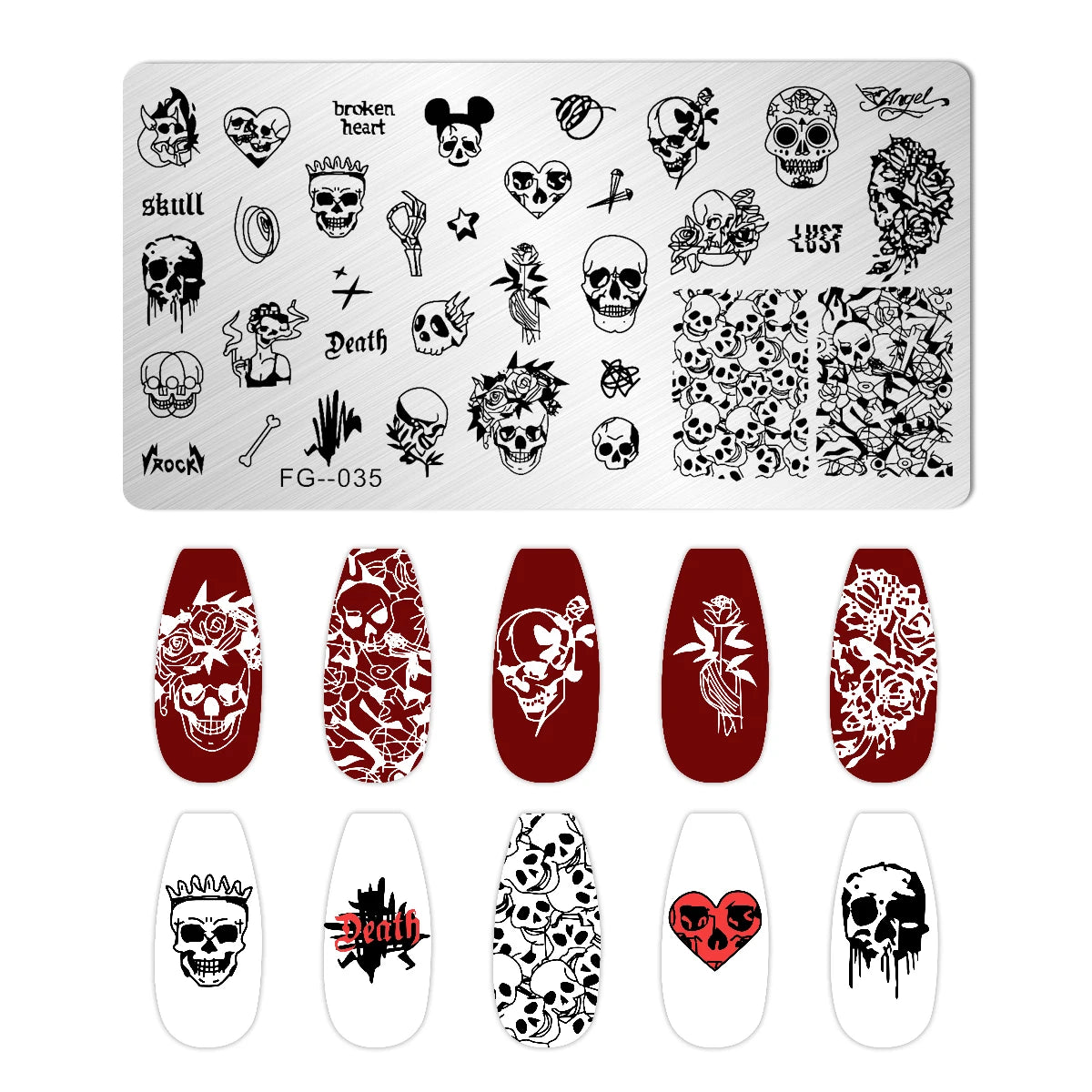 RJ Halloween Nail Stamping Plates, Beautiful zombie Festival Pattern Nail Art Image Plates, Stainless Steel Nail Art Plate Stencil