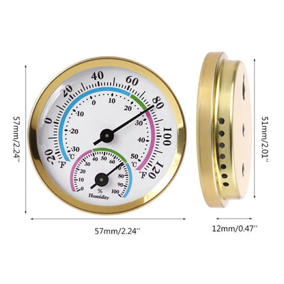 2.28" Thermometer Hygrometer Wall Hung Temperature Humidity Meter Gauge Indoor Outdoor Sauna Room Temperature Humidity Tester