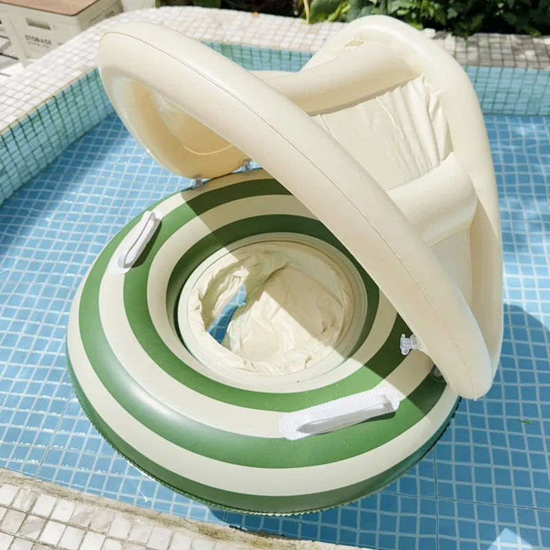 Baby Swimming Float Inflatable Circle Baby Pool Float Ring with SunShade Baby Bathing Swimming Pool Toys for Babies 3-36 Months