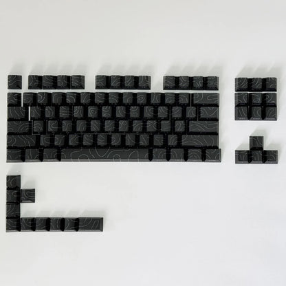 Contour Lines Translucent Keycaps Side Engraving Cherry Profile Black White Key Cap 60 70 80 90 100 Layout Mechanical Keyboard