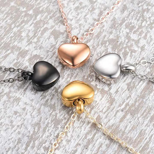 Small Heart Cremation Urn Necklace for Ashes Stainless Steel Memorial Ash Pendant Keepsake Jewelry