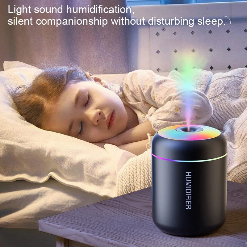 HOMEFISH Mini Air Humidifier USB Aroma Diffuser Essential Oil Purifier Cool Mist Sprayer Home Bedroom LED Desktop Humidifier