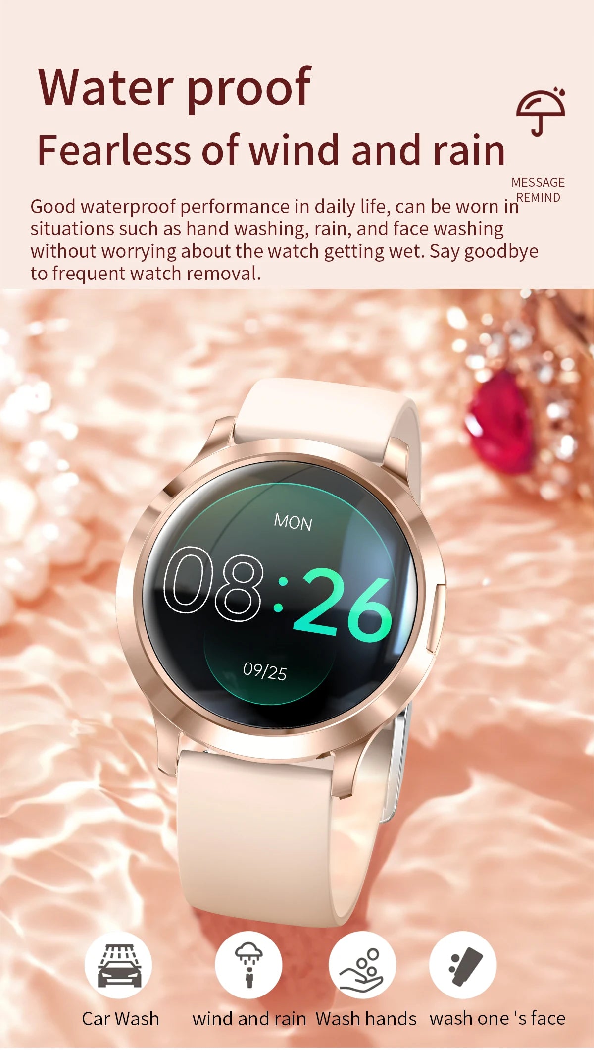 New Women Smart Watch 1.32"AMOLED Full Touch Screen Bluetooth Call Blood Pressure IP68 Waterproof NFC 7.3mm Ultra-thin bracelet