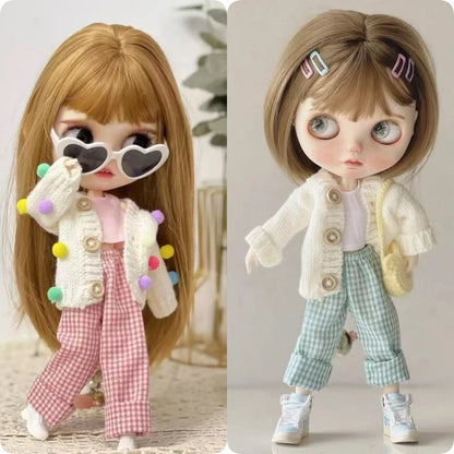Fashion 1/6 Blythe Doll Clothes Sweater Set Barbir Doll Replace Clothes Ob24 Doll Outfit Accessories No Socks