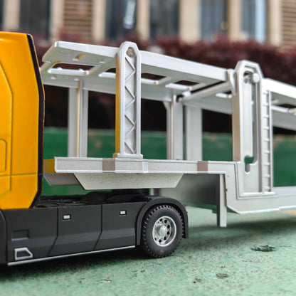 1:50 Alloy Diecast Large Truck Model Car Toy Simulation Container Toy Sound and Light Pull BackTransport Vehicle Model Kid Gifts