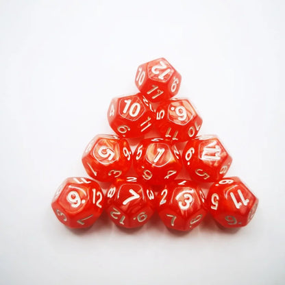 D12 12 Faces DND Dice Transparent Acrylic 12 Side Dice Set Polyhedral TRPG, Mtg, Rpg, Dice for DND or COC Game, 10PCs per Set
