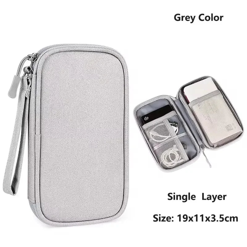 Travel Organizer Electronics Accessories Organizer Portable Waterproof Double Layers Storage Bag for Cable Hard Disk Power Bank