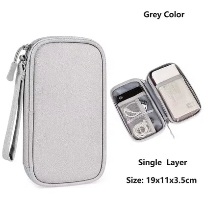 Travel Organizer Electronics Accessories Organizer Portable Waterproof Double Layers Storage Bag for Cable Hard Disk Power Bank