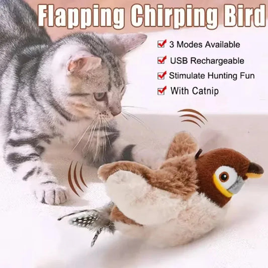 Pet Toy Cat Plush Toy: Emulates Bird Sounds to Amuse the Cat, with an Elastic Rope to Relieve Boredom and Resist Scratching and Biting