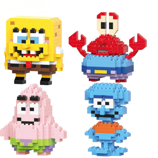 Cute building blocks Spongebob Patrick Squidward Mr. Crab Gary Plankton small particle assembly building blocks