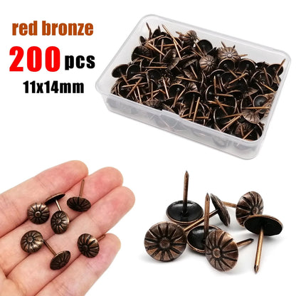 200/300pcs Diameter 11mm Wooden Jewelry Gift Wine Case Box Sofa Decorative Tack Stud Upholstery Nail Pushpin Doornail Box Packed