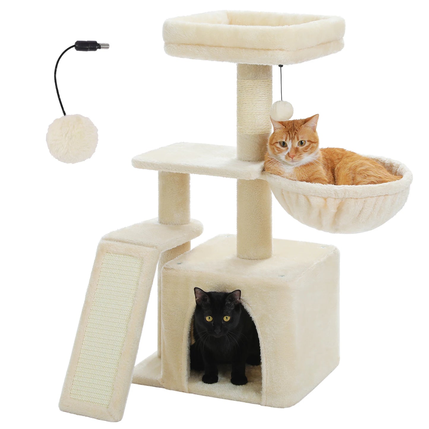 Cat tree, Cat Tower for Indoor Cats, 2 Styles Cat Activity Tree with Cat Scratching Posts, Big Hammock and Removable Top Perch Grey