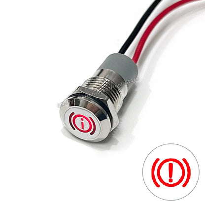 8/12/14MM Waterproof Symbol LED Indicator Light 12V 24V Silver Metal Indicator Turn Signal Pilot Light with Wire Car Dashboard